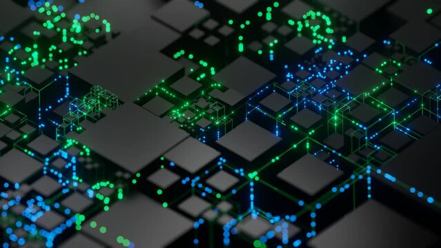 Server Room Internet Connection 3D Animation for Technology Security 4K