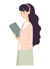 One successful woman holding a book