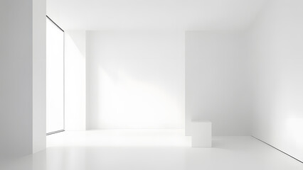 Fototapeta premium 清潔な白い部屋、背景｜Clean white room, background, Generative AI