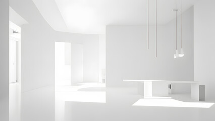 清潔な白い部屋、背景｜Clean white room, background, Generative AI