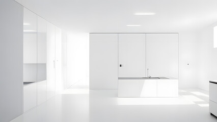 Naklejka na ściany i meble 清潔な白い部屋、背景｜Clean white room, background, Generative AI