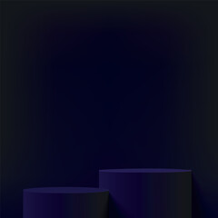 3d dark blue color podium and minimal dark blue color wall scene. 3d podium minimal abstract background. Vector