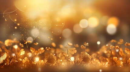 Obraz na płótnie Canvas A golden bokeh, with defocused lights in warm hues of gold. Generative AI 