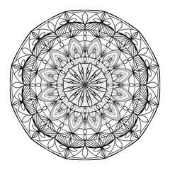 Mandala for coloring book, round ornament, irregular floral shape decoration, oriental vector, stress therapy pattern, weave yoga vector logo design element. adult mandala for coloring
