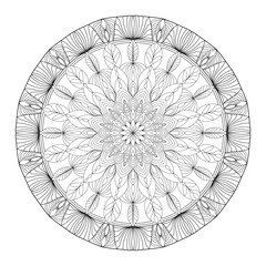 Mandala for coloring book, round ornament, irregular floral shape decoration, oriental vector, stress therapy pattern, weave yoga vector logo design element. adult mandala for coloring
