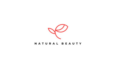 abstract flower logo in line art style for natural beauty