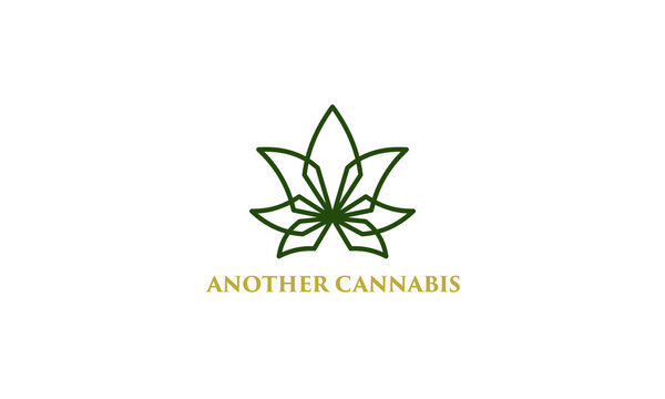 cannabis logo in line art style