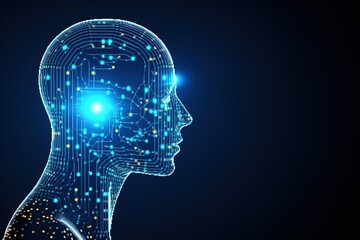 Obraz premium human head silhouette with gears and thinking brain Generative AI