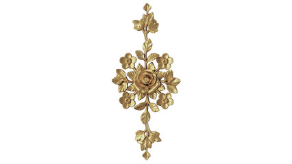 golden crown flowers ornament isolated on white