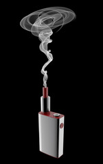 Popular modern vaping device with the smoke .Upgrade parts for new vaporizer e-cig . Good way to quit smoking nicotine cigarette and improve health. Safely Vaper gadget 3d illustration.