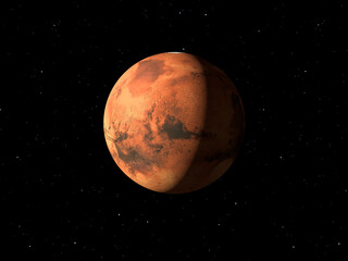 3d rendering of the planet Mars done with NASA textures