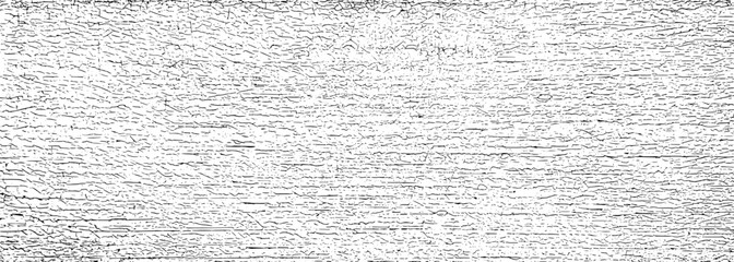 Cracks overlay textured. Distressed black texture. Dark grainy texture on white background. Grain noise particles. Wide horizontal long banner. Grunge design elements. Vector illustration, EPS 10.