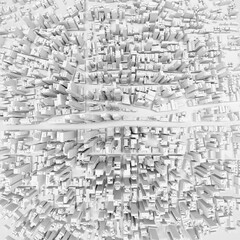 White modern city, aerial view. 3D rendering