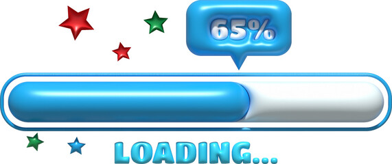 Loading bar and progress visualization 65 percent Loading Status Collection Web design elements. 3d illustration.