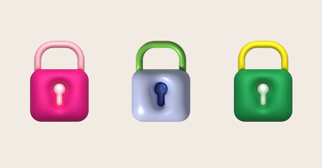 3d design of padlock Data protection safety encryption privacy concept