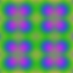 Abstract, blurred multi-colored circles mix square, pink, blue, green and yellow.