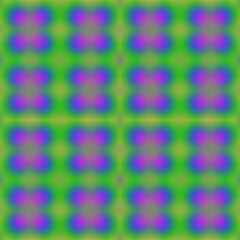 Abstract, blurred multi-colored circles mix square, pink, blue, green and yellow.