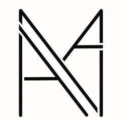 Black line drawing, Symbol design with letters A, N, A Logo pattern.