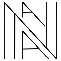 Black line drawing, Symbol design with letters A, N, N, A Logo pattern.
