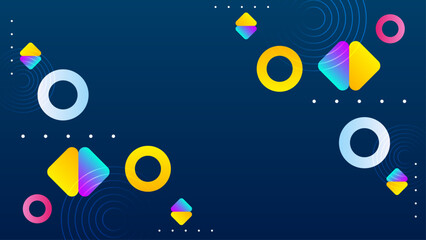 Modern colorful abstract geometric banner background. Tech banner with square, triangle, circle, and geometric shapes. Vector abstract graphic design banner pattern background template.