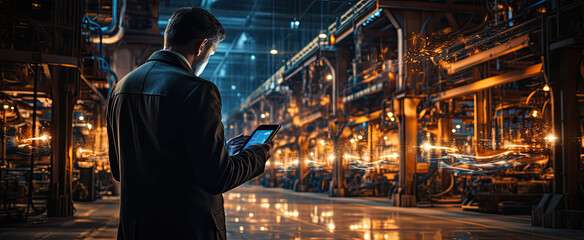 Industry 4.0 theme with person using a smartphone