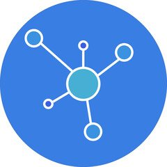 Neural network in blue circle vector, colored icon or design element