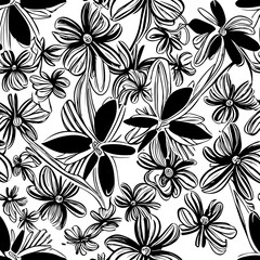 seamless black and white pattern geometric organic shapes and forms textile fabric or ceramic tiles background - PNG image with transparent background