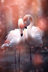 Couple of Pink Flamingo in Love