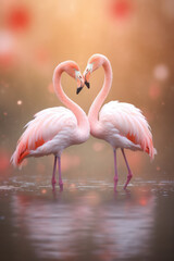 Naklejka premium Couple of Pink Flamingo in Love