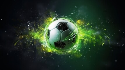 Fototapeta premium Soccer Ball Banner Template, Football Tournament Competition Background. Generative AI