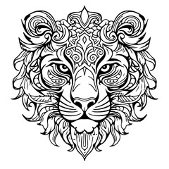 outline of a decorative tiger vector