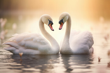 Obraz premium Couple if Swan on the Lake, Soft Focus