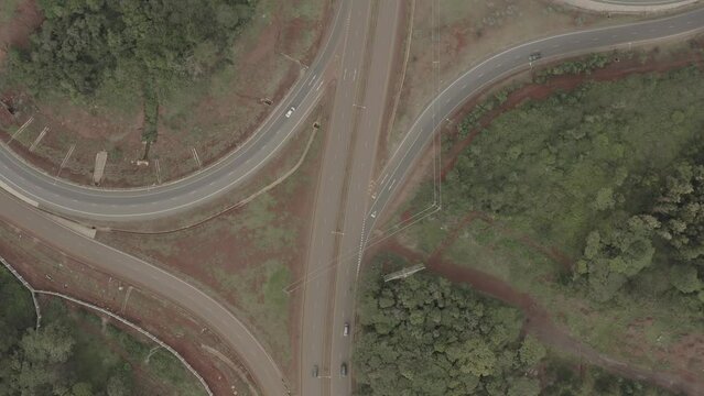 Aerial drone shot looking down on the Ngong road, Southern Bypass junction.