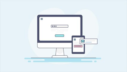 Two factor authentication, cybersecurity and data privacy concept. Person putting passcode on computer screen access to view information. Verification code on email and mobile sms technology. 