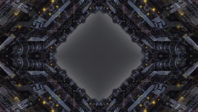 city factory base facility space futuristic mechanical Sci-Fi building kaleidoscope CG background