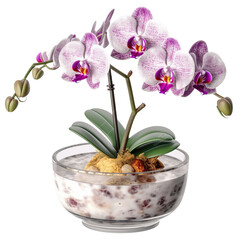 Orchid pot, isolated on transparent background