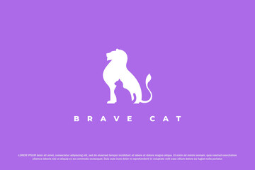 logo cat lion silhouette brave animal pet wildlife king