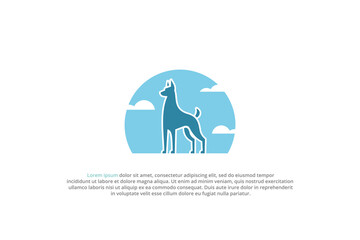 logo dog silhouette cartoon mascot simple sky blue cloud