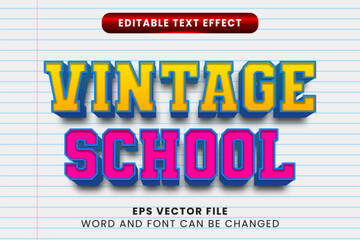 Vintage school 3d editable text effect