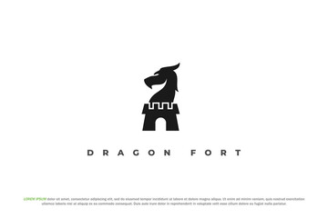 logo dragon fort silhouette defense security mythical creature