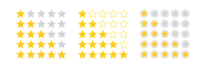 Five stars, quality rating icon. Vector illustration.