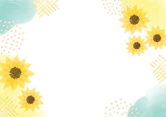 向日葵の水彩フレーム