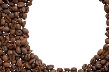 Background concept, Coffee beans for text background or borders and frames isolate on white with clipping path.