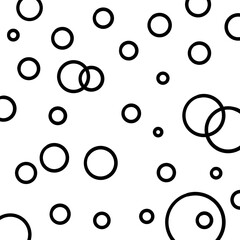 Black and White Digital Paper with Circles. Hand Drawn Black Doodle Bubbles on White Background.