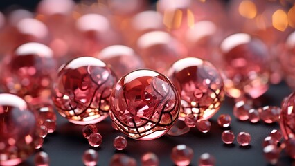 Decoration twinkle glitters background, abstract blurred backdrop with glass bead, sparkling glimmers. glittering glow effect Generative AI