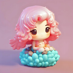 Obraz premium A Otherworldly Mermaid in voxel art!