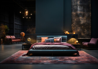  blank wall elegant contemporary style interior mockup bedroom
