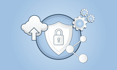 Network Security Vector Icon.on blue background.Vector Design Illustration.