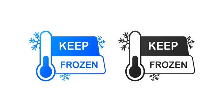 Keep frozen. Flat, color, Keep frozen icon, Keep frozen label. Vector icons.