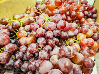 Fresh of Red muscat grapes. Organic muscat grapes pile from local agriculture farm. The pile of grapes at the market